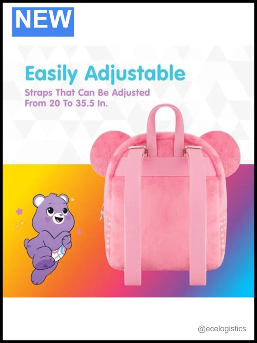 Care Bears Strawberry Shortcake Licensed Plush Mini Backpack Purse